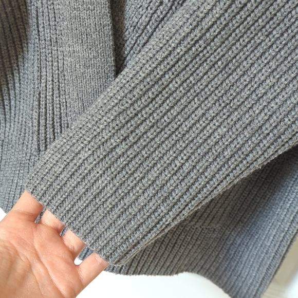 The Beach People The Twin Palms Ribbed Knit Open Front Cardigan Sweater Gray M/L - Picture 10 of 14